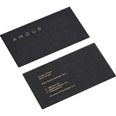 China Brand Luxury Custom Gold Foil Edges Stamping 600g Thickness Black Paper Business Cards for sale