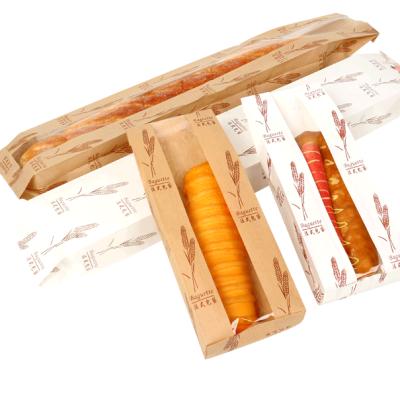 China Custom Reusable Food Packaging Recycled Materials Kraft Paper Printing Bread Baking Paper Bag With Window for sale