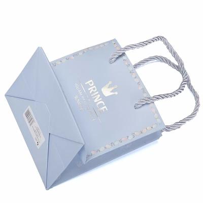 China Recycled Materials Customized Size Foil Stamping Use Art Shopping Paper Bag With Cotton Hand Twine for sale