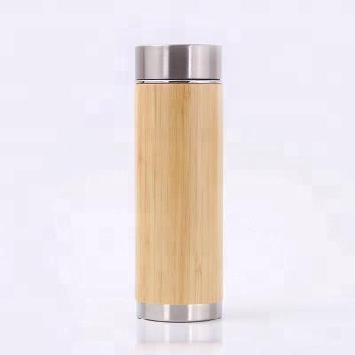 China PORTABLE Stainless Steel Water Bottle Travel Promotional Bamboo Coffee Mug with Tea Infuser for sale