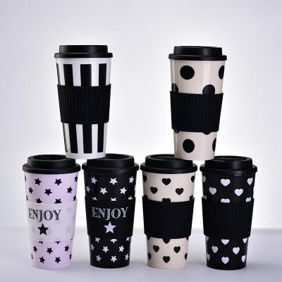 China 2021 New Arrival Eco-friendly Coffee Mug Plastic Love Heart Double Wall And Water Cup With Silicone Heat Insulation for sale