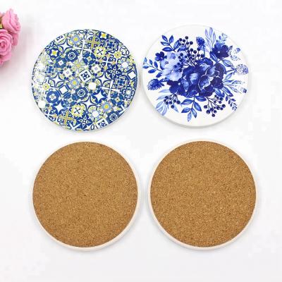 China Sustainable 4pc Set Absorbent Ceramic Stone Coaster For Beverage for sale