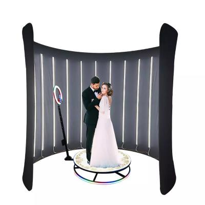 China Portable 360 ​​Photo Booth Backdrop 360 Photo Booth Fence Green Backgrounds With Light Tubes 8 Feet*8 Feet*5 Door for sale