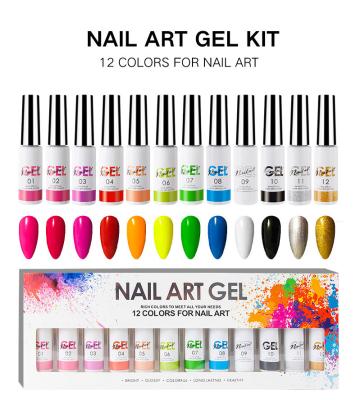 China Super Glue Nail Brushed 8ml Color Gel Paints Pull Glue Nail Art Glitter Pearl Diamonds 12 Colors/Set Soak Off UV LED Gel Nail Polish for sale