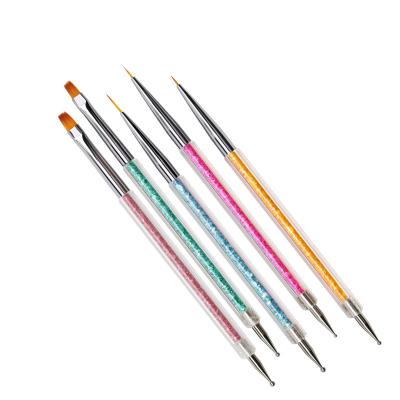 China 5pcs Nail Art Brush Pen Set Shell Multifunctional Handle Drill Rhinestone Drawing Painted Pen Crystal Carved Light Therapy Manicure Nail Tools for sale