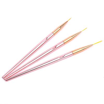 China Rose Gold Nail Brush Pen 3pcs/set NAIL Plating Polish Nail Art Tools Rod Handle Gel UV Coating Drawing Painting Painting Brush for sale