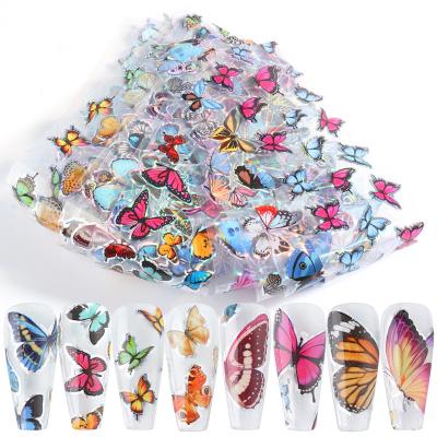 China 10pcs/set Shinny Nail Transfer Foil Set Eco-Friendly Nail Decals Colorful Holographic Butterfly Wraps For Nail Art Designs Decoration for sale