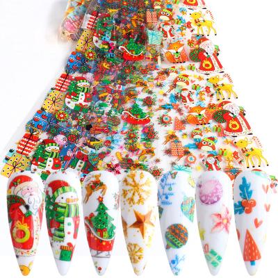 China Santa Moose Xmas New Year Transfer Paper Manicure Nail Art Snowman Stickers Foils Cute Cartoon New Year Nail Transfer Foil Christmas Nail Sliders for sale