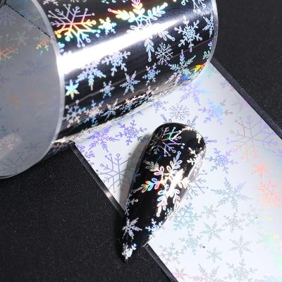 China Winter Holographic Christmas Tree Wrap Star Paper Decorations Transfer Foil Sticker Deer Nail Art Transfer Foil Laser Holographic Snowflake 10pcs for sale