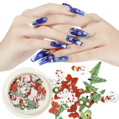 China Eco-friendly Mixed 3D Nail Stickers Christmas Manicure Slices Mini Christmas Tree Snowflake Santa Design Christmas Decoration Nails for sale