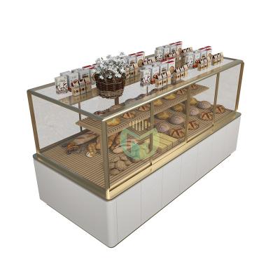 China Custom Wooden High Quality Glass Bakery Display Showcase Full Vision Bread Mall Showcase Store Fixture for sale