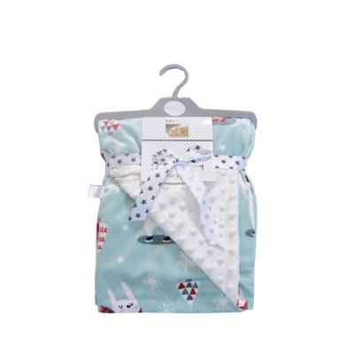 China New design portable portable super soft two-sided fox printed baby animal blanket minky dot for sale