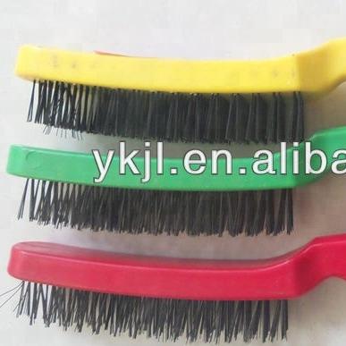 China Different Color Handle Cleaning Plastic Steel Wire Brush for sale