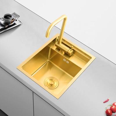 China With 304 Faucet Judong Sinks Golden Nano Kitchen Table Concealed Sink With Cover zhongdaotai Single Sink 453 Small Slot for sale