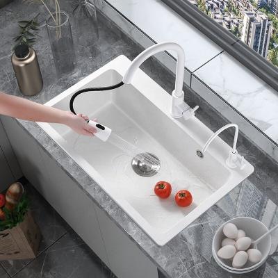 China With white single bowl basin single bowl stone faucet stone faucet Judong products quartz basin granite sink vegetable white kitchen sink 7846 for sale