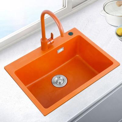 China With 7846 Orange Stone Color Granite Sink Kitchen Sink Faucet Judong Products Vegetable Quartz Sink for sale