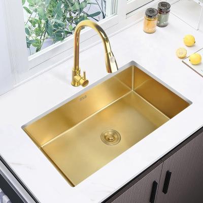 China Without Local Kitchen Faucet Stainless Steel Single Bowl Sink Gold Basin Vegetable Kitchen Supplies for sale