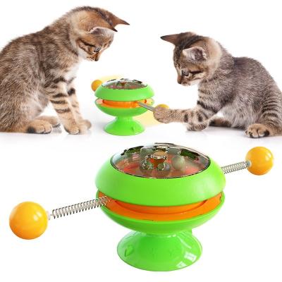 China 2021 Viable Newest Hot Selling Automatic Pet Cat Turntable Toy Puzzle Catnip Cat Stick Mint Ball Interactive Cat Toys for sale