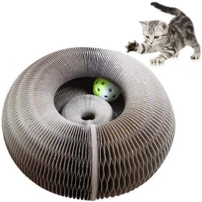 China 2022 Organ Toy Cardboard Cat Toy Cardboard Cardboard Cat Stored Magic Scratcher Interactive Modern Wavy Claws Bell Wholesale New for sale