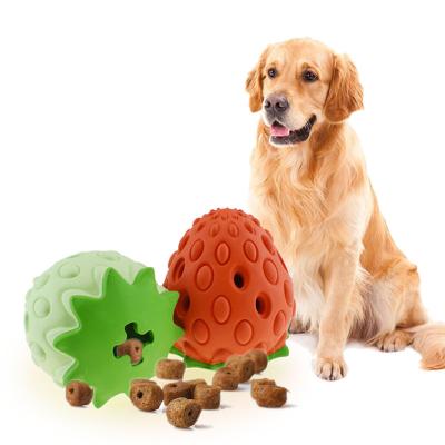 China New Strawberry 2022 Bigbate Strawberry Chew Cute Guard Dog Interactive Slow Dog Stocked Rubber Toy Treat Dispenser Dog Toy for sale