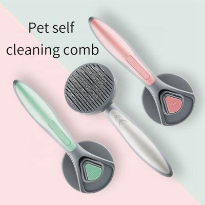 China Stocked Self-cleaning Dog Hair Brush Cat Grooming Brushes Remove Floating Pet Massage Needle Comb Dog Hair Brush Wholesale for sale