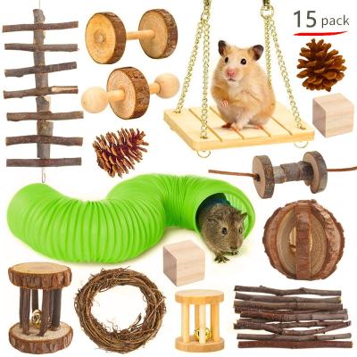 China Quality Suitable Prices Viable Guaranteed Animal Small Chewing Wooden Hamster Toys Set for sale