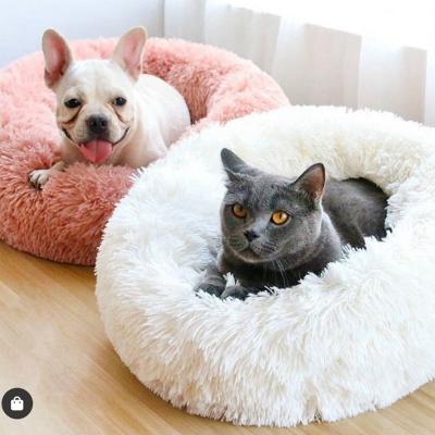 China Luxury Washable Round Heating Calming Pet Waterproof Orthopedic Dog Cat Bed Eco Friendly Washable Memory Foam Donut Plush for sale