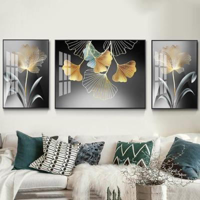 China Hot Sale Modern Home Decoration Horse Flowers Glass Wall Art Landscape Acrylic Wall Painting Living Room for sale