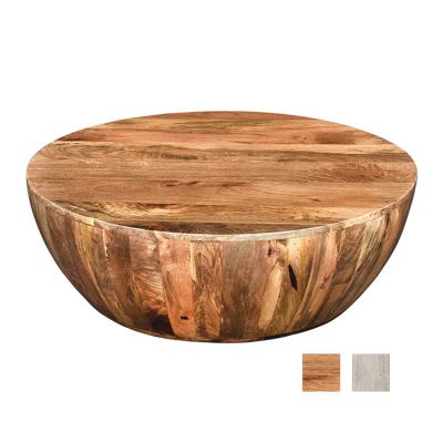 China Factory Price Nordic Simple Extendable Living Room Antique Furniture Natural and Brown Petrified Mango Drum Wood Coffee Table for sale