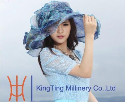 China Blue Mother and Daughter Series Organza Hat with Hollow Trimmings for sale