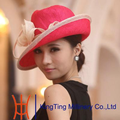 China Handmade Summer Spring Autumn  Womens Straw Hat For Party / Wedding for sale