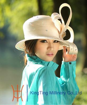 China Fashion Plain Dyed Womens Church Hats With Big Bow For Special Occasion for sale