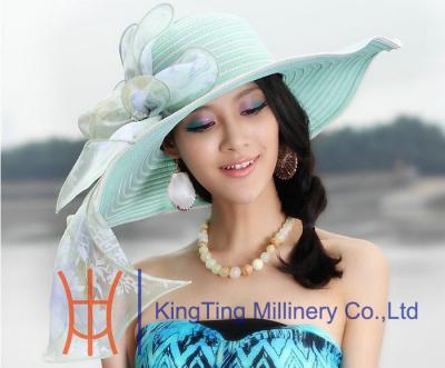 China Aqua  /  Lilac Womens Church Hats With Rose Trimming , Church Hat For Black Women for sale