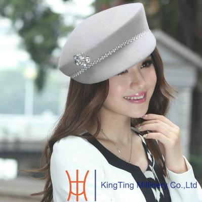 China Fashion Royal Ladies’ Wool Felt Hats With  Stones Trim  for Party In Winter for sale