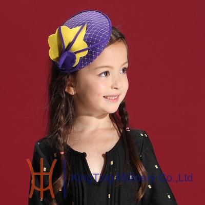 China Beautiful Cute Purple Felt Kids Fascinators Hats , Headpieces for Party for sale