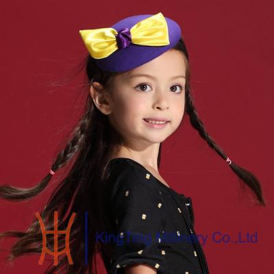 China Purple with Yellow Bow Kids Fascinators for Party Kids Dress Hats With Headband for sale