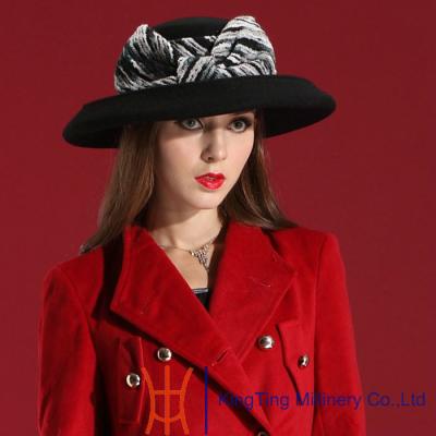 Cina L'ampia lana nera del bordo ha ritenuto il cappello della fedora con il bowknot della banda, cappelli d'annata della fedora in vendita