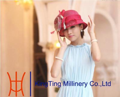 China Wedding Women Ladies Sinamay Hats Feather Trim With Sinamay Loops for sale