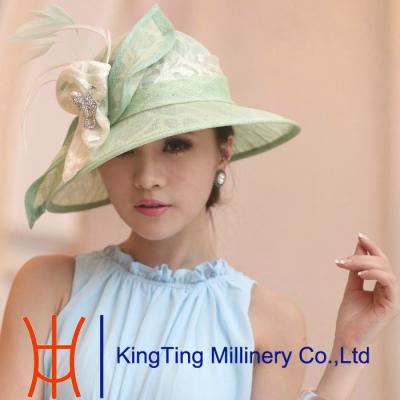 China Green Fashion Ladies Sinamay Hats For Party In Summer for sale