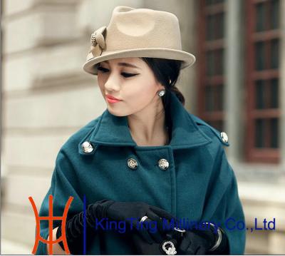 China T Show Group / Plain Pattern Wool Felt Hats For Young Girls , customized for sale