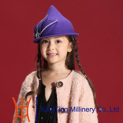 China Little Girls Unique Wool Kids Felt Hats / Fancy Winter Hat for winter for sale