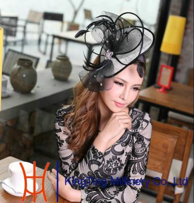 Cina Il carattere nero Fascinators delle donne per il partito qualsiasi dimensione disponibile con la piuma in posizione regolare in vendita