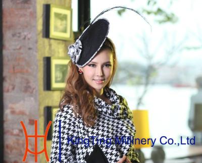 China Black Customized Elegant   Womens  Flower Fascinators With Leather for sale