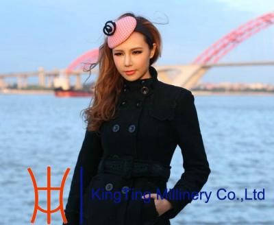 China Pink Weel Felt   Simple  Fascinators With Black Net On Surface for sale