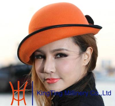 China Autumn / Winter Female Warm 100% Wool Felt Hats with bowknot for sale