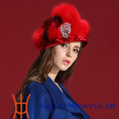 China Winter Russian Fur Hats For Lady , Fashion Red Handmade Fox Fur for sale