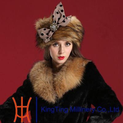 China Polyester Russian Fur Hats Handmade Faux Fur Hat For Lady In Winter for sale