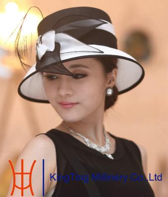 China Light Blue European Style Fashion Church Hats , Ladies Organza Hats for sale