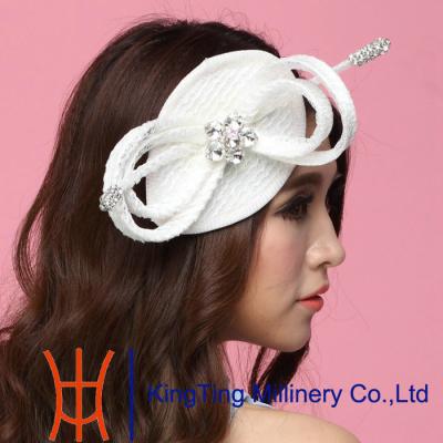 China Summer Simple Beige wedding hats and fascinators With Big Diamond for sale