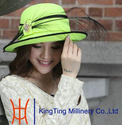 China 100% Polyester Party / Wedding Trendy Womens Church Hats with Feather for sale